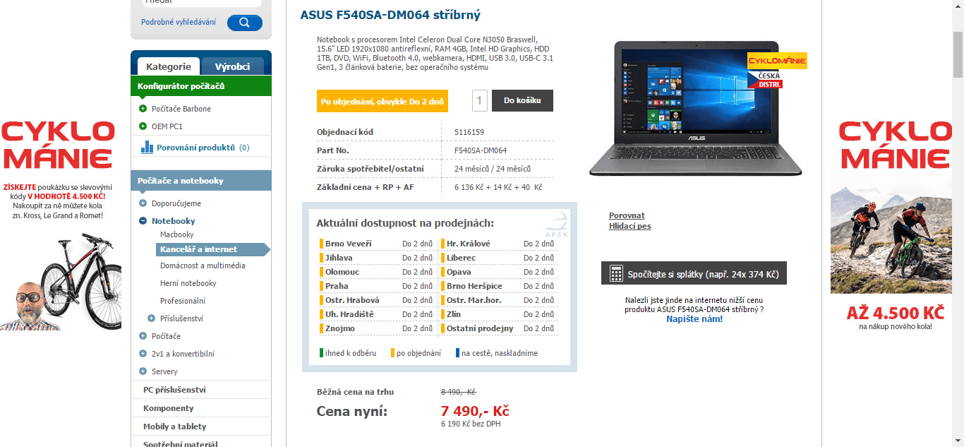 Asus, až 2,16GHz, 4GB RAM, 15,6"
