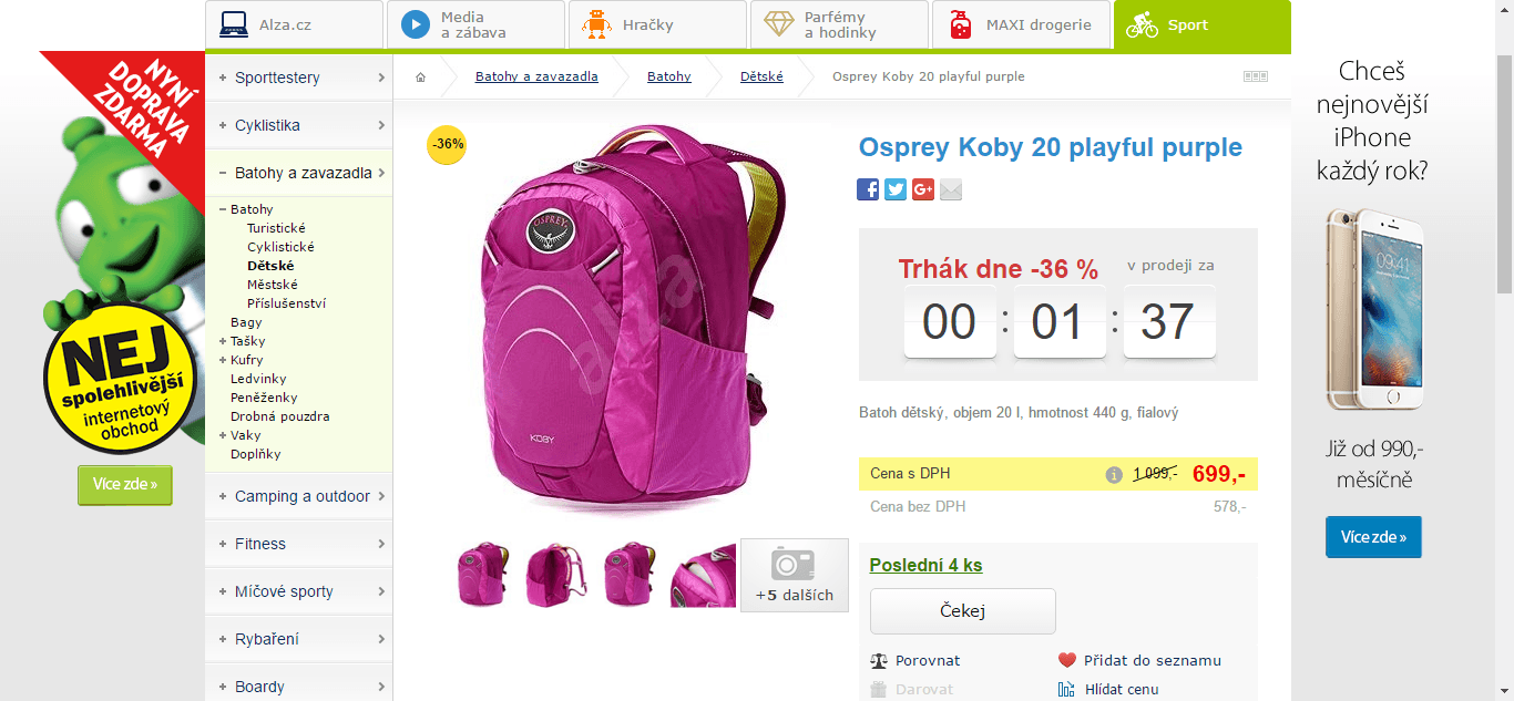 Špičkový batoh Osprey Kids Koby 20 litrů