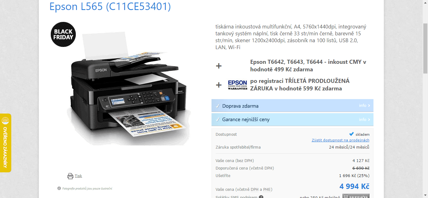 Multifunkční tiskárna Epson, barva, Wifi, 4v1