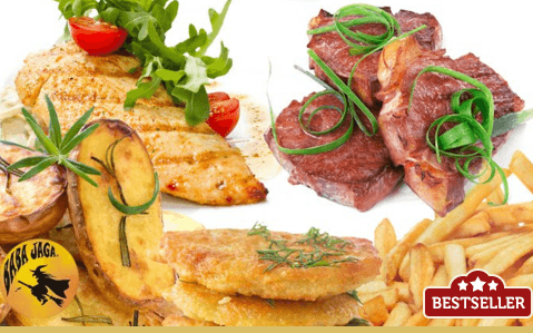 600 gramů steaků se 3 druhy příloh