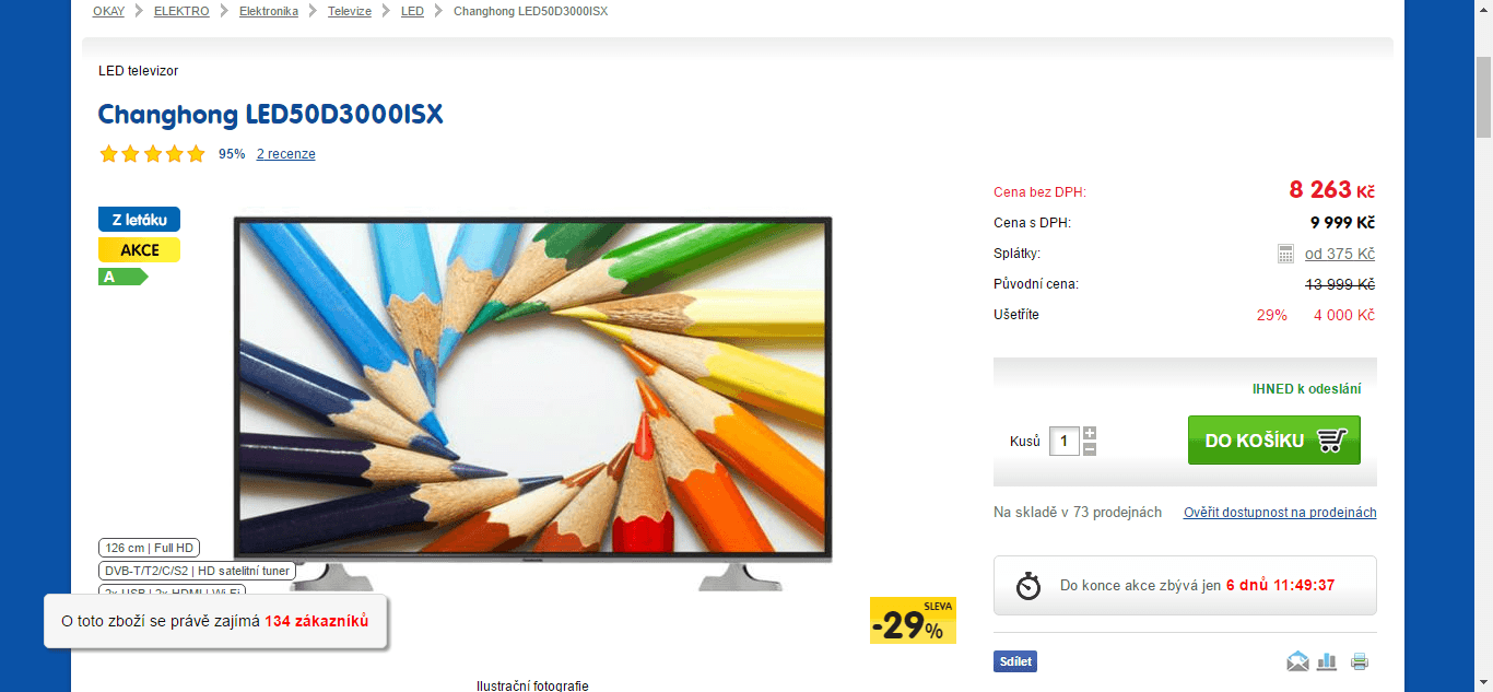 Full HD, LED TV, Smart, 126 cm, Changhong