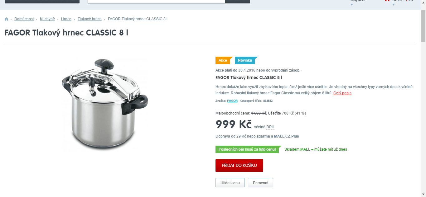 Tlakový hrnec Fagor Classic 8 litrů