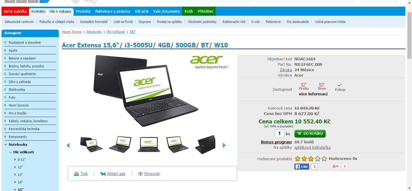 Acer, i3 - 2 GHz, 4 GB RAM, 15,6"