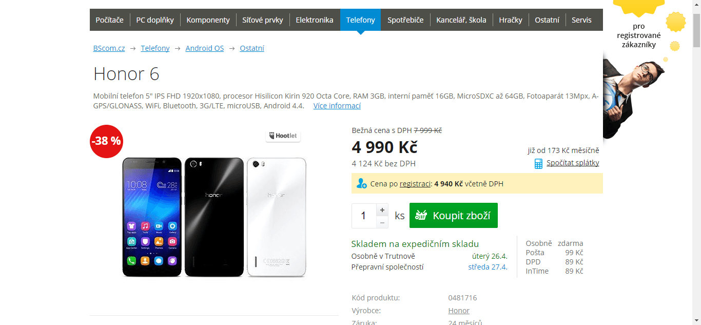 Honor 6, 8x 1,7GHz, 3GB RAM, 5"