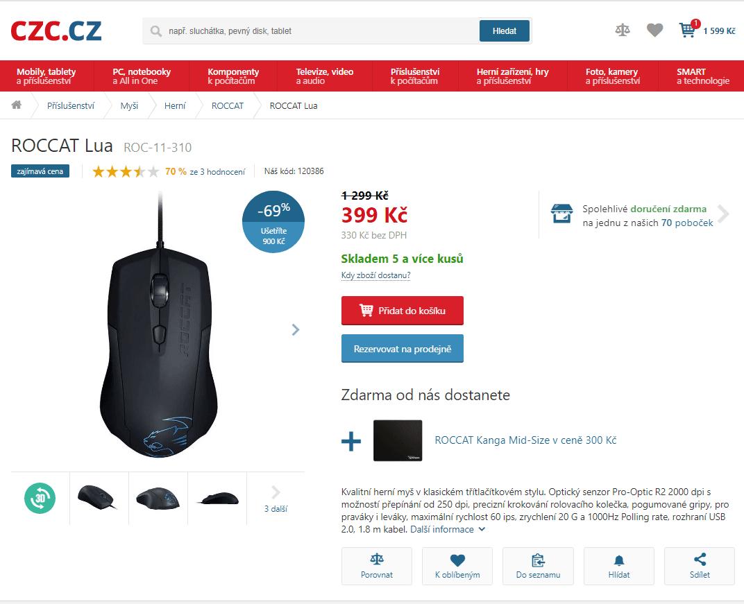 Optická herní myš Roccat Lua