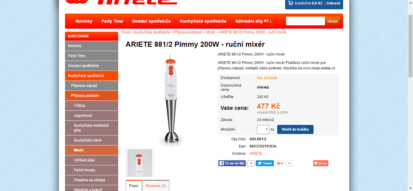 Ruční mixér Ariette 881/2