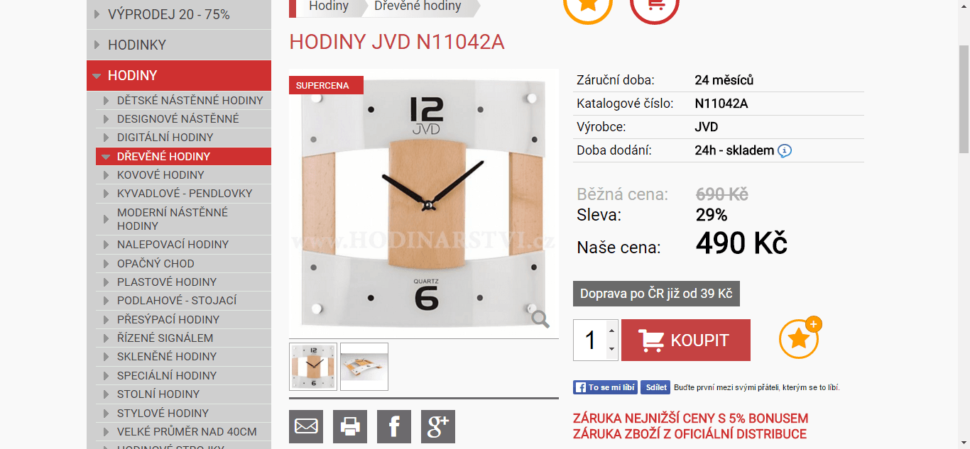 Nástěnné hodiny Jvd - 30x30 cm