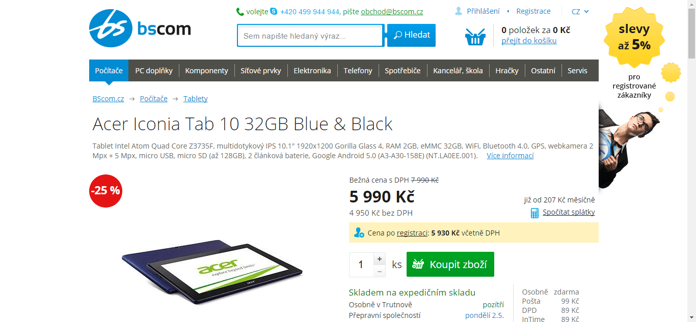 Tablet Acer, 4x 1,83GHz, 2GB RAM, 10,1"