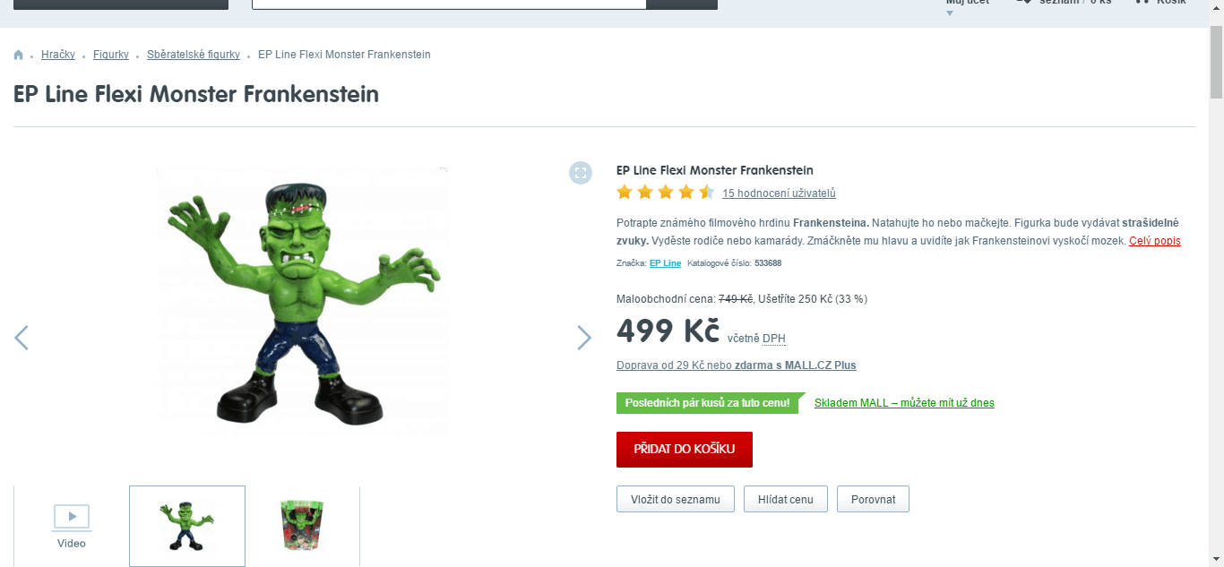 Frankenstein - Flexi monster, 26 cm