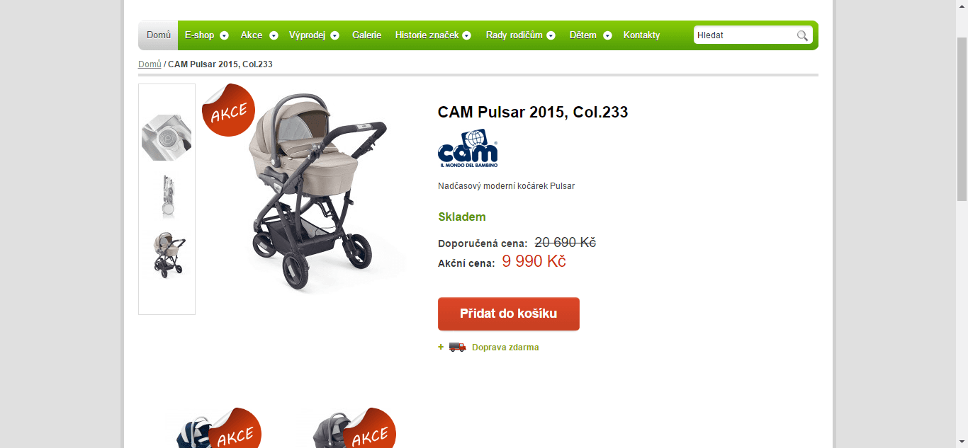 Kočárek Cam Pulsar 233 - 3 kombinace