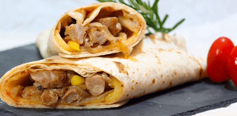 Vepřové burritos nebo hovězí wrap v tortille