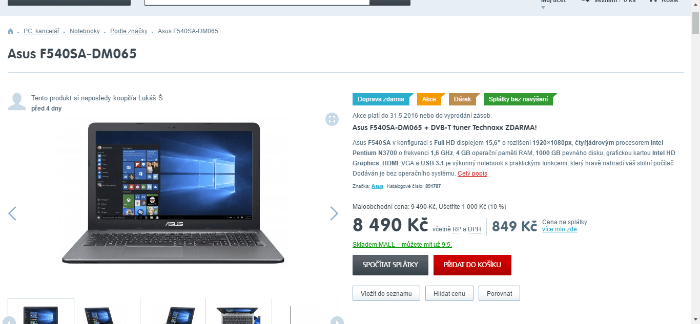 Asus, až 2,4GHz, 4GB RAM, 1TB, 15,6"