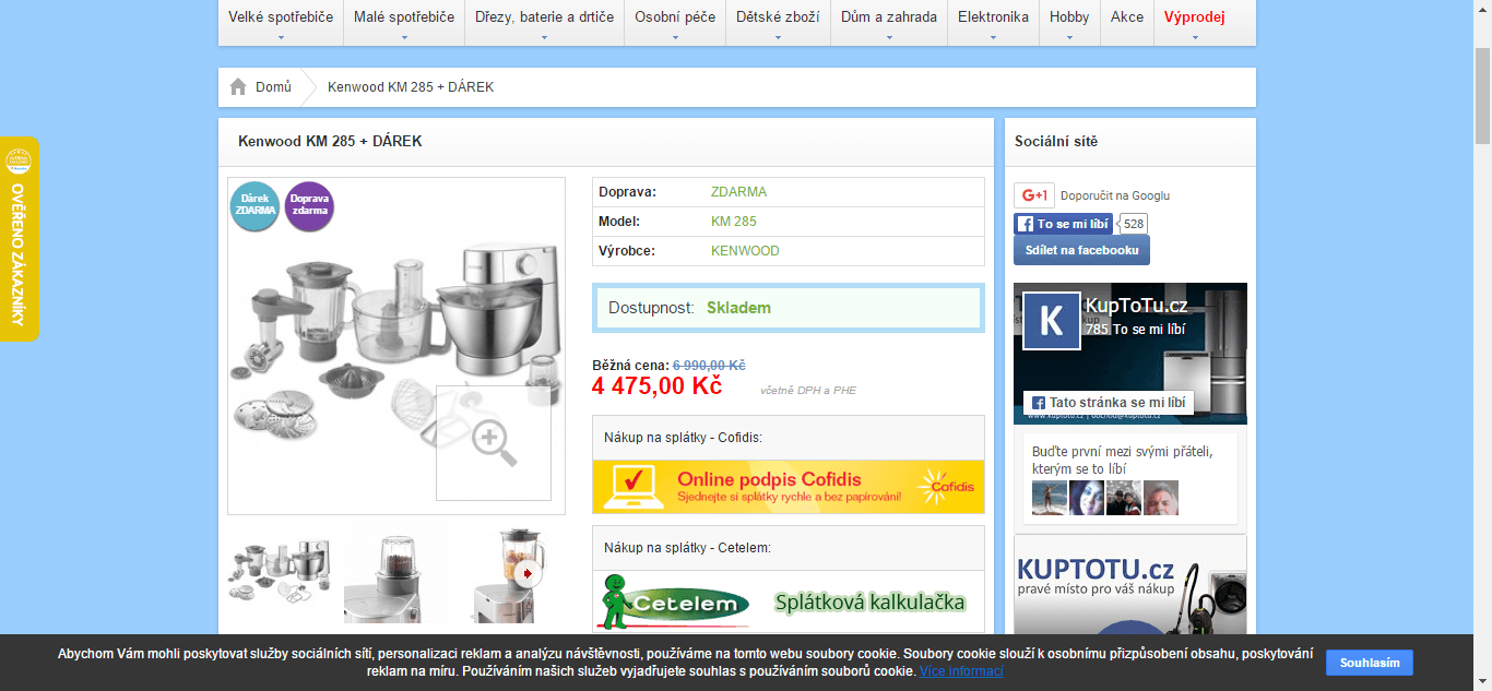 Kuchyňský robot KENWOOD KM 285 Prospero