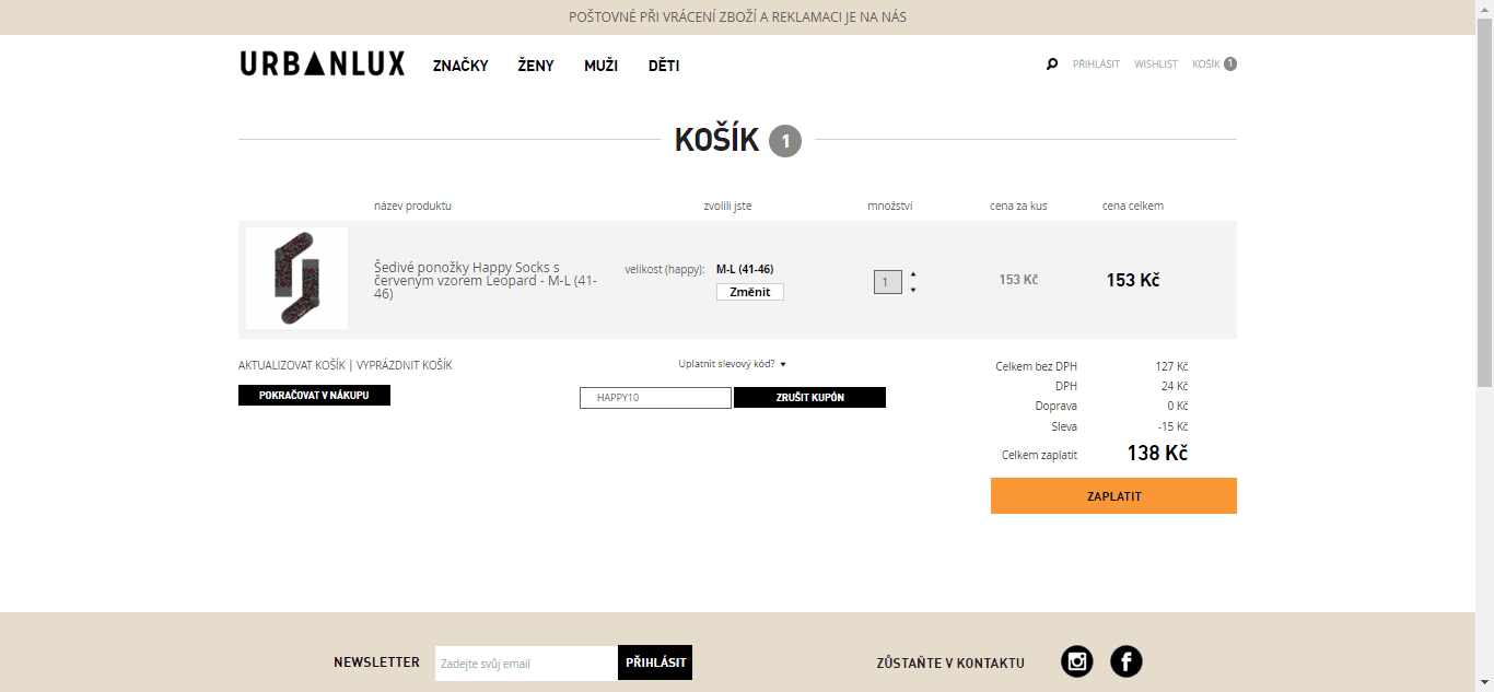 Extra sleva 10% na výprodej Happy Socks