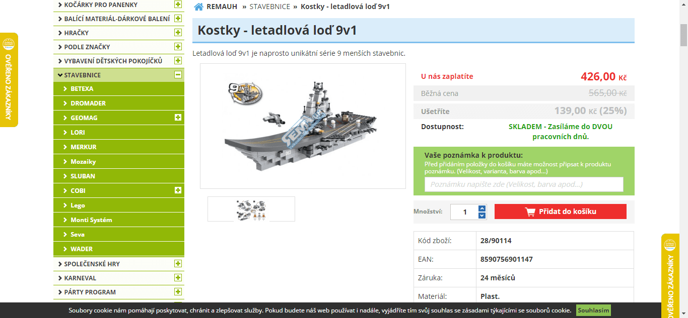 Stavebnice Sluban Letadlová loď Lioning