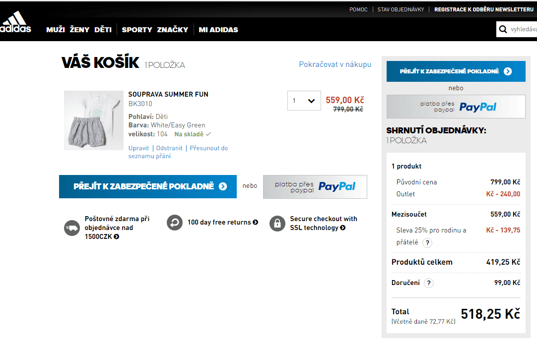 Extra sleva 25% na outlet Adidas