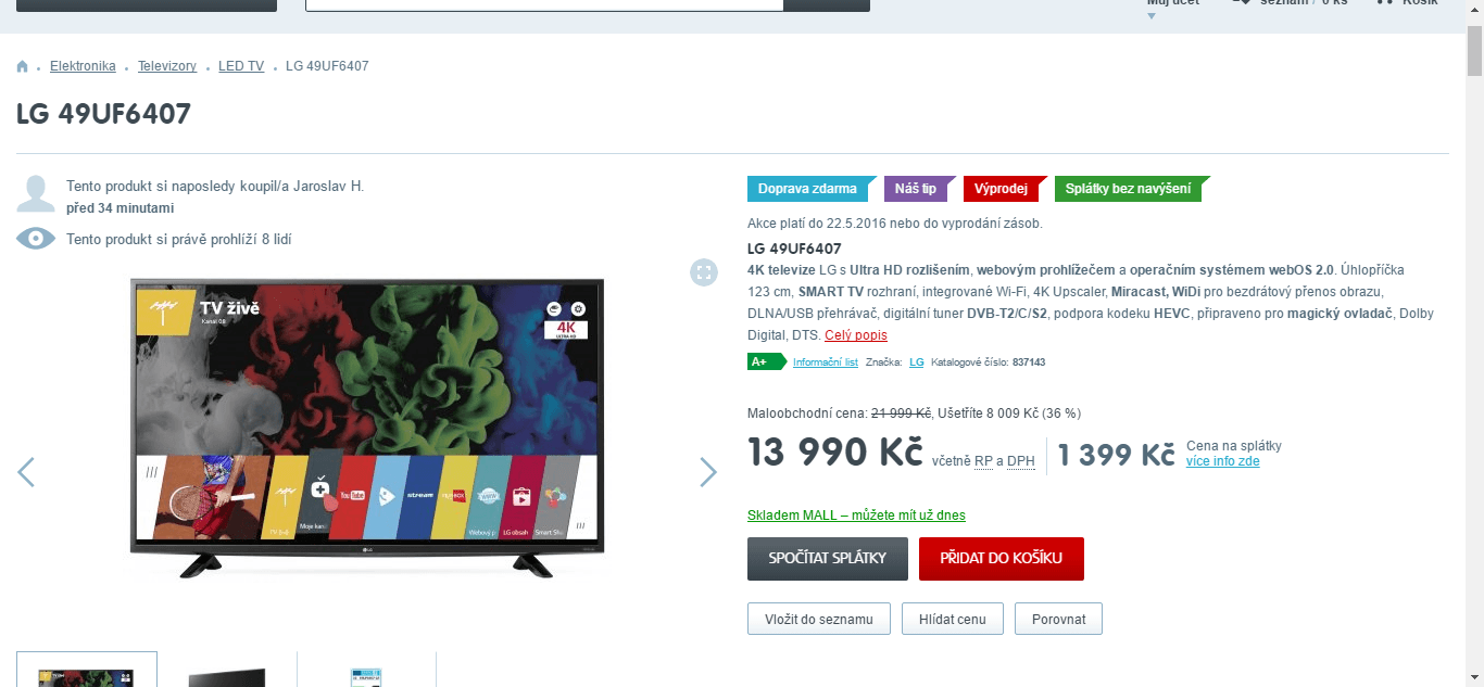 Ultra HD TV, Smart, 123 cm, LG