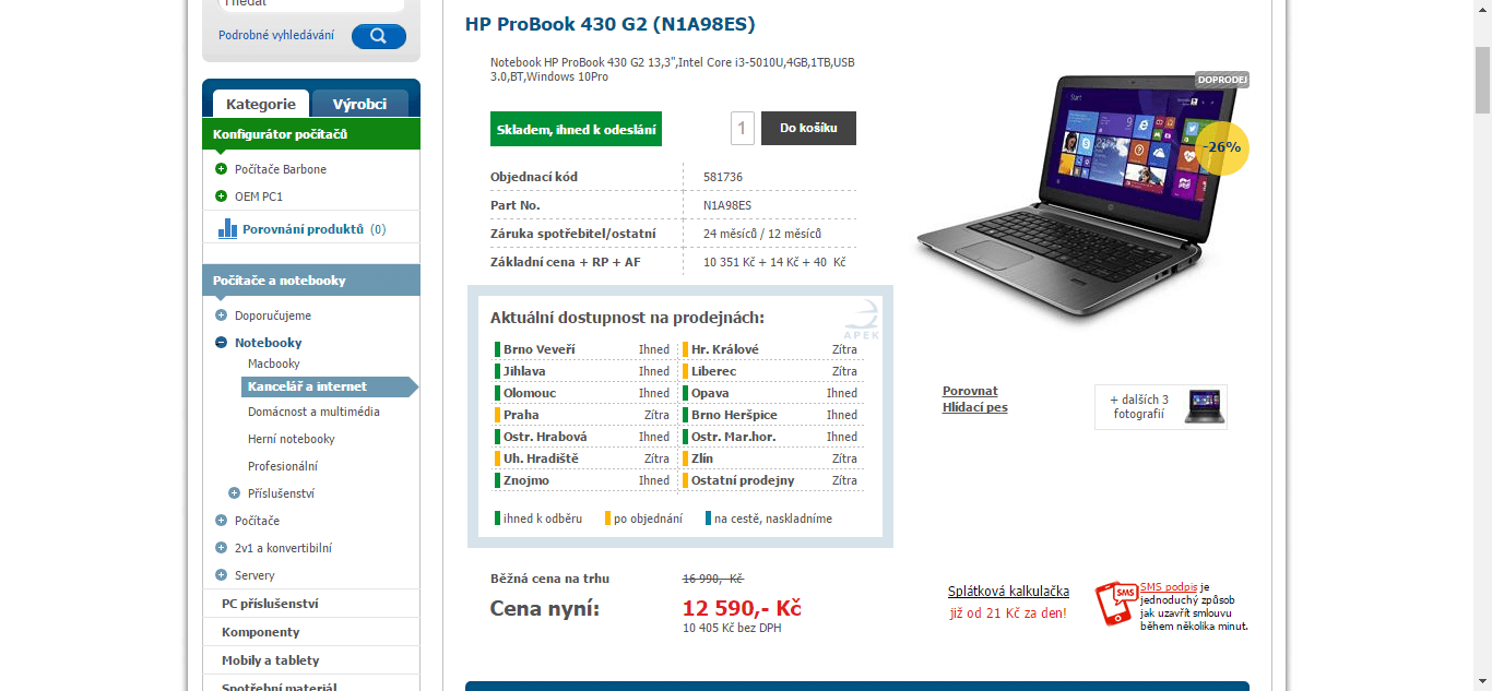 Ultrabook HP, i3 -2,1GHz, 4GB RAM, 13,3", 1,5 kg