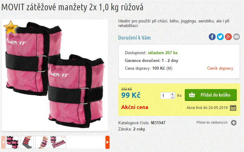 Zátěžové manžety 2x 1,0 kg