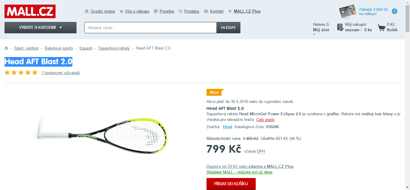 Raketa na squash Head AFT Blast 2.0