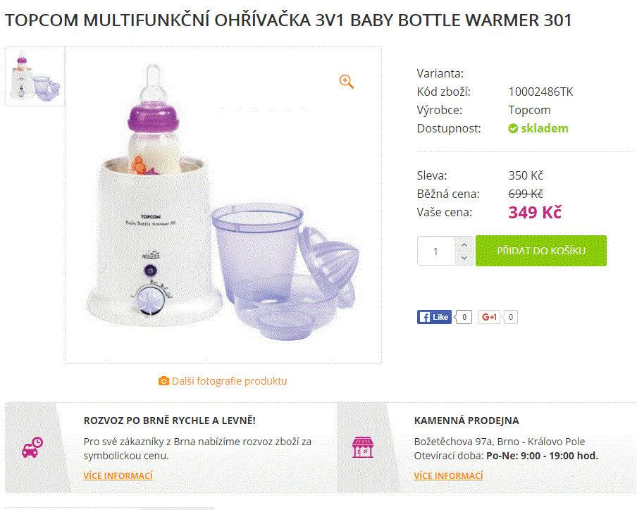 Ohřívač láhví a sterilizátor Topcom
