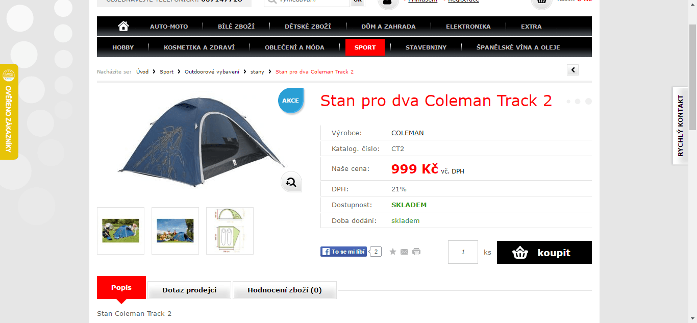 Stan Coleman pro 2 osoby 