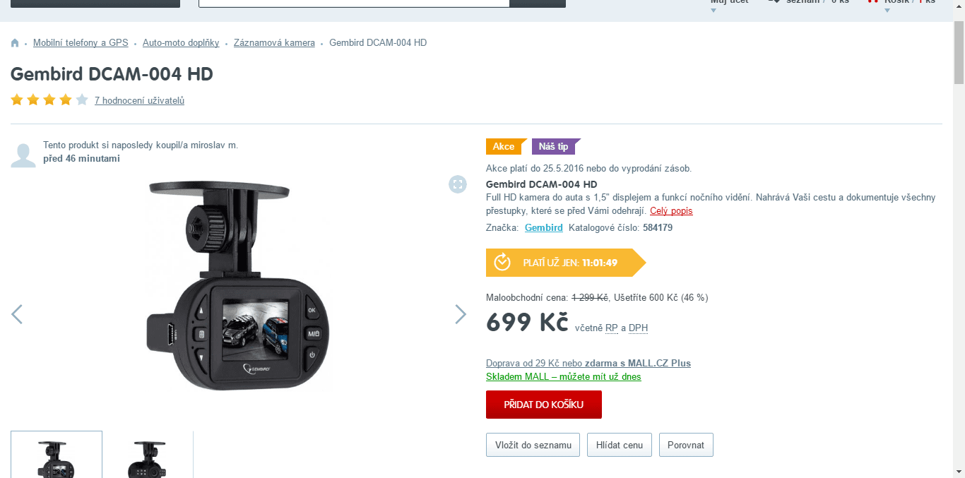 Autokamera Gembird DCAM-004 HD
