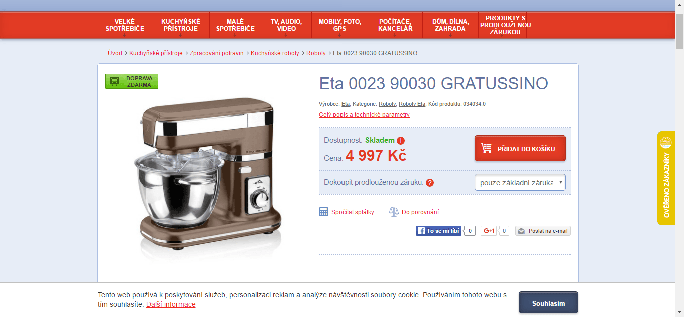 Kuchyňský robot ETA Gratussino