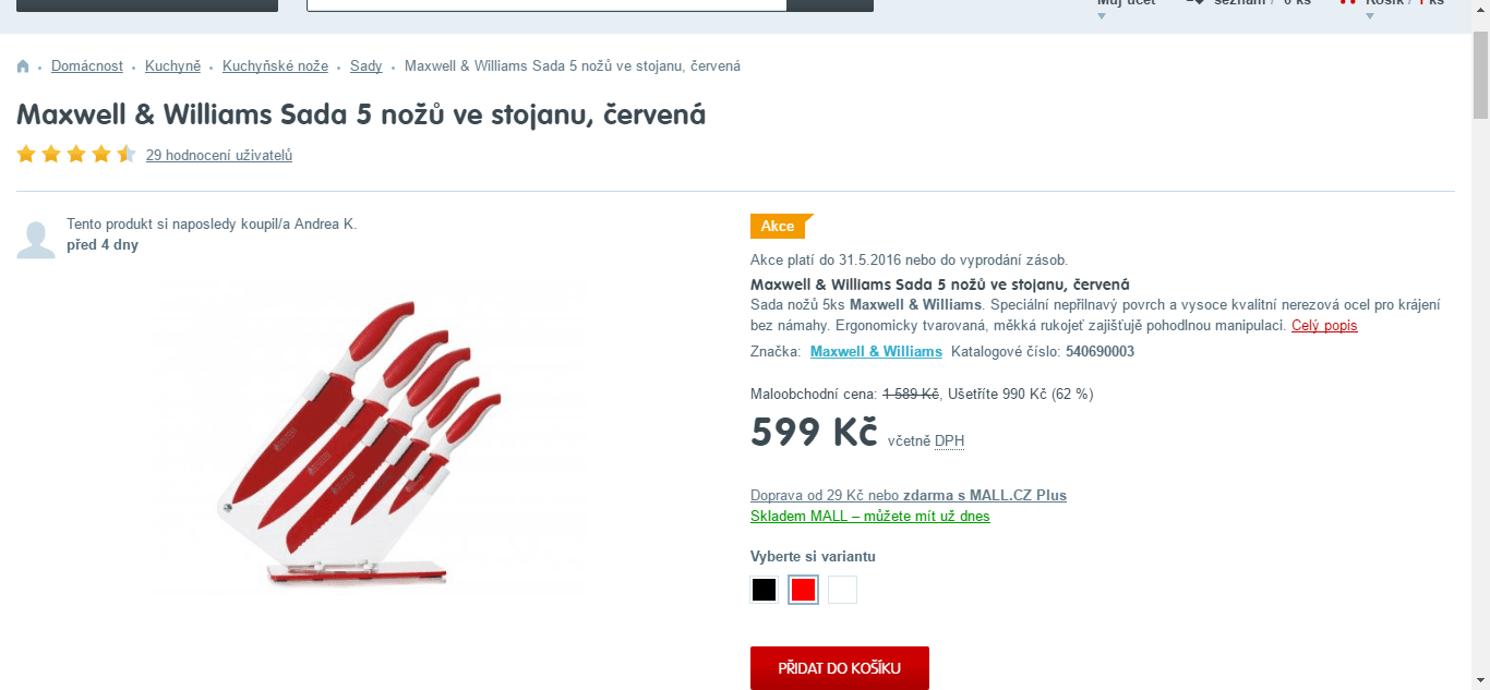 Sada 5 nožů + stojan Maxwell & Williams