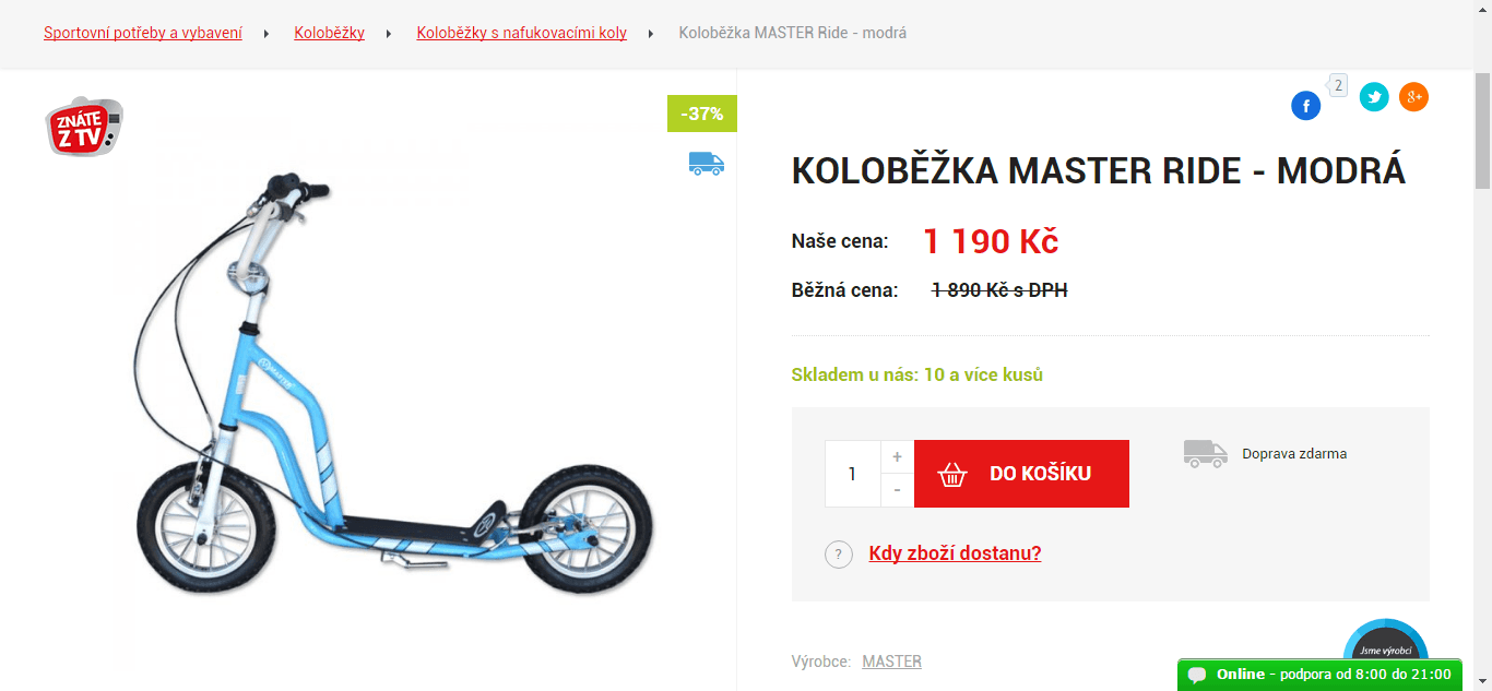Koloběžka Master Ride, různé barvy