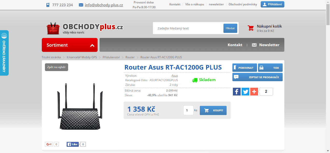 Wifi router Asus RT-AC1200G+ 