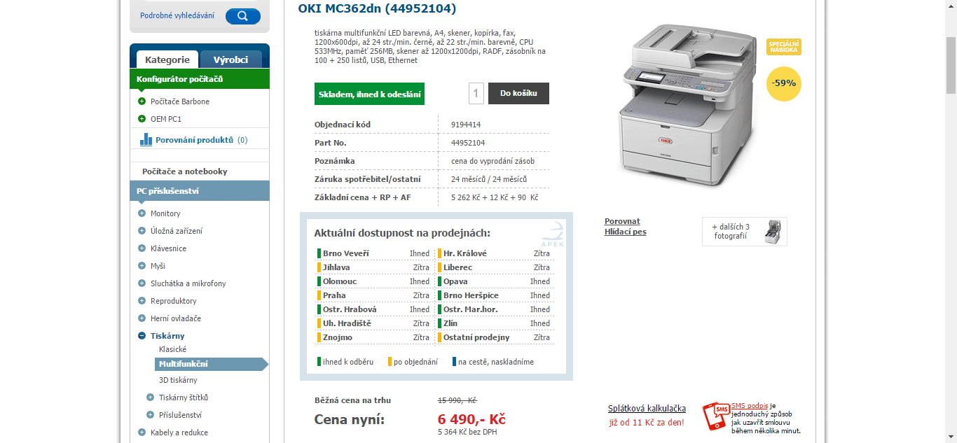 Laserová multifunkční barva OKI tiskárna