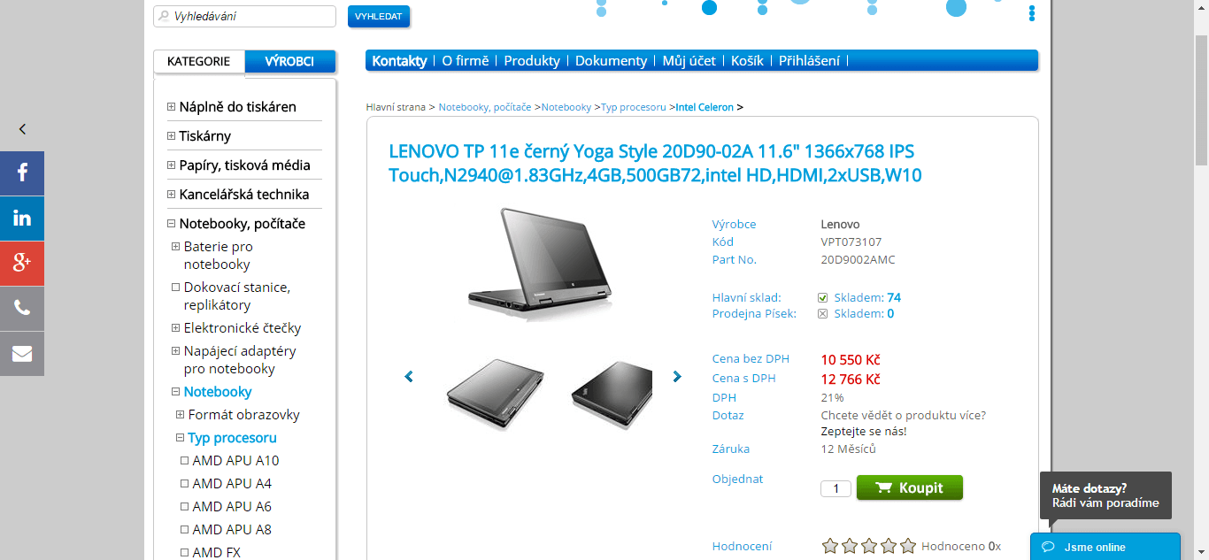 Lenovo Yoga, 2,25GHz, 4GB RAM, dotyk, 11,6"