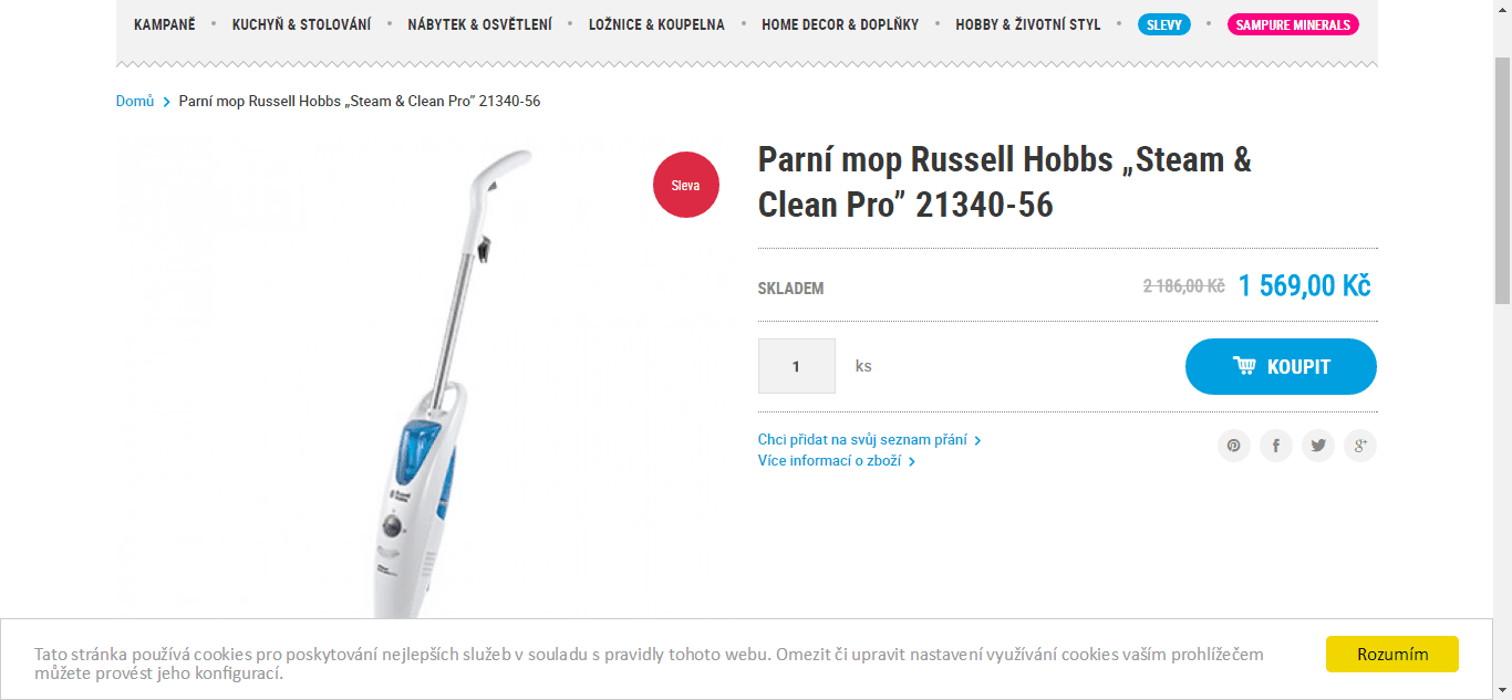 Parní mop Russell Hobbs Steam & Clean Pro