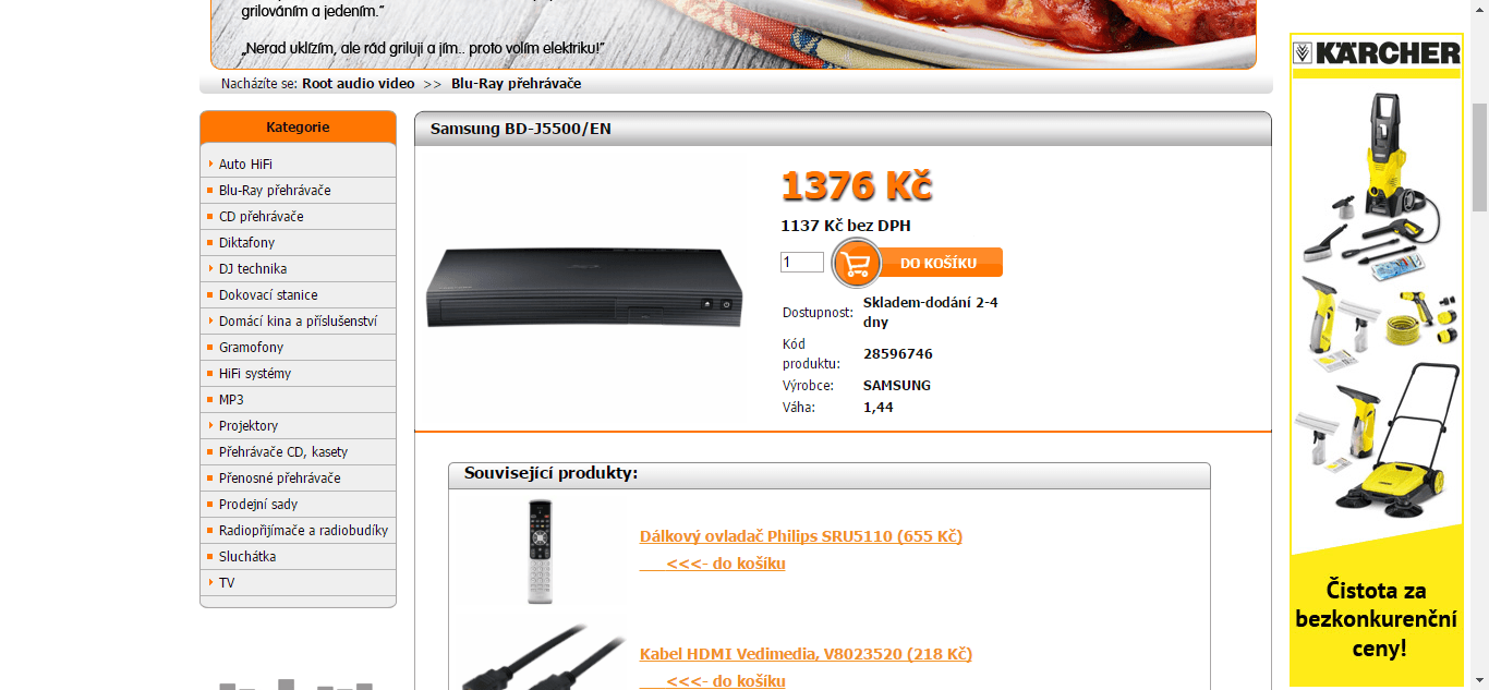 Samsung MM centrum, 3D blue ray přehrávač