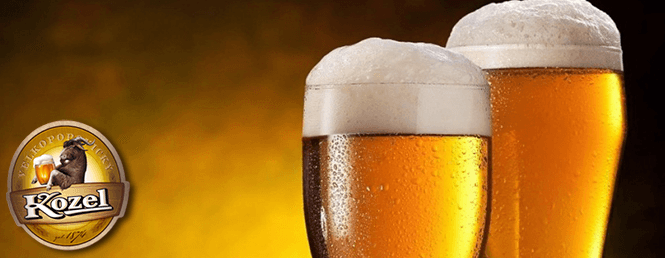 Dva půllitry točeného piva Kozel 11°