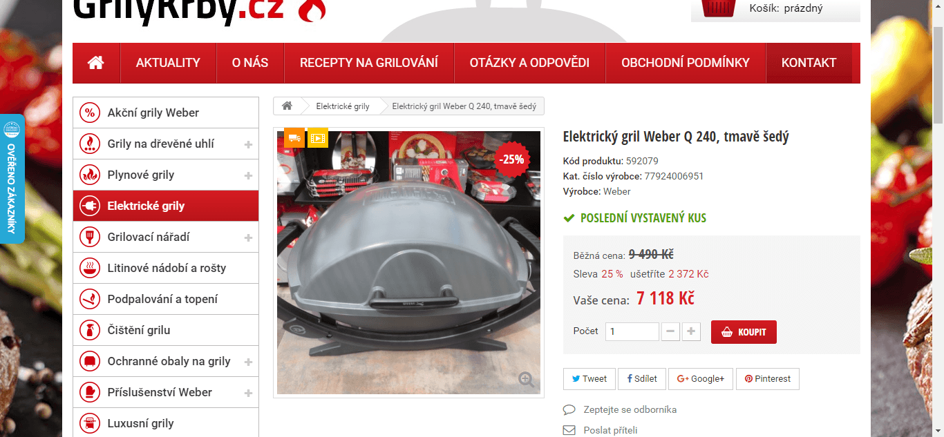 Elektrický gril Weber Q240 - 54x39 cm