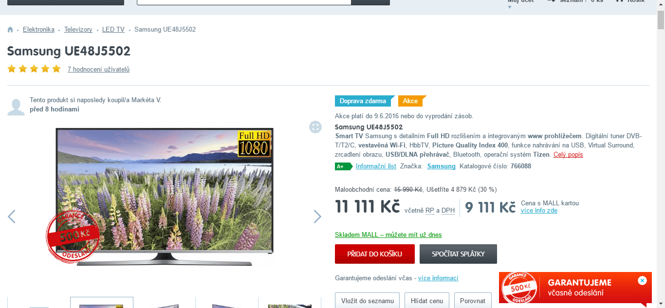 Full HD TV, Smart, 121 cm, Samsung