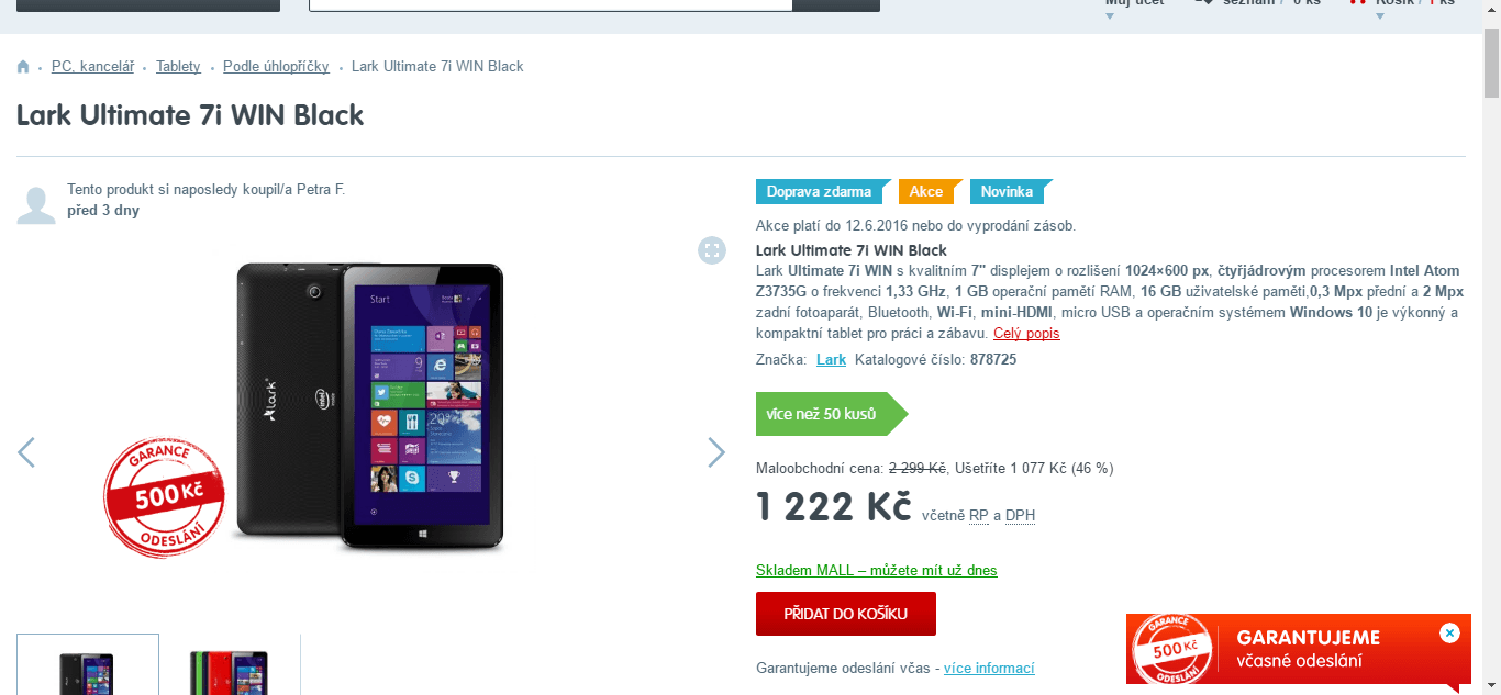 Tablet Lark Ultimate 7i, 4x1,3GHz, 1GB RAM, 7"
