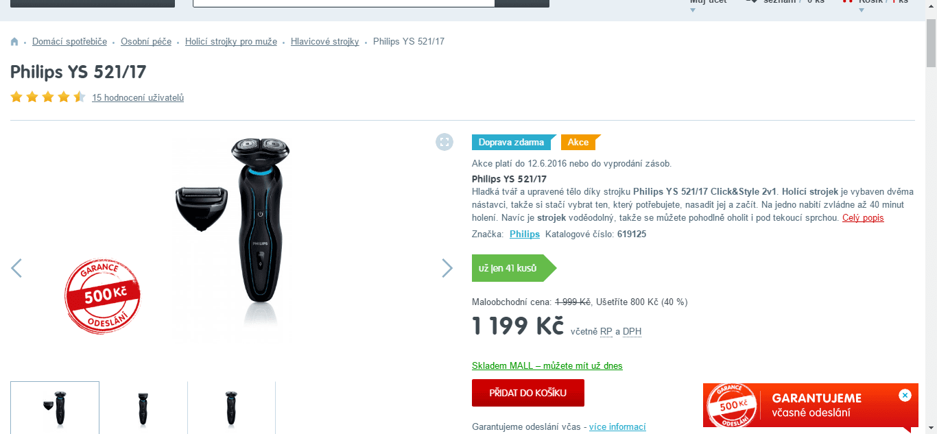 Holící strojek Philips YS 521/17 - 2v1