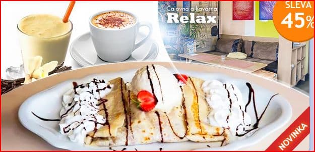 Káva espresso, palačinka a 0,4l smetanový shake
