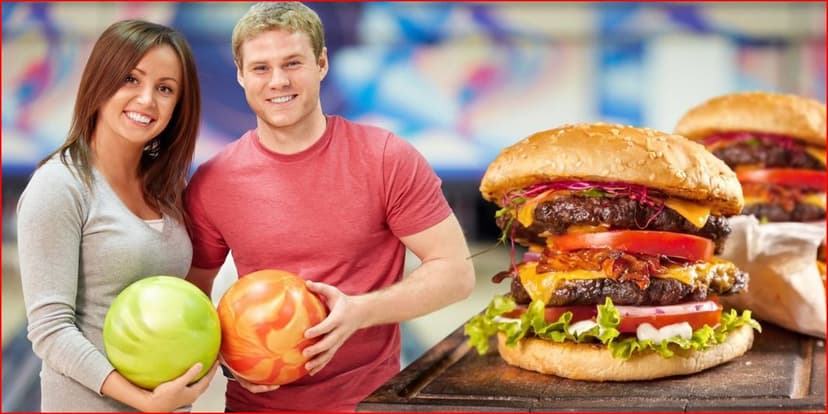Dva 200gramové burgery s přílohou+bowling