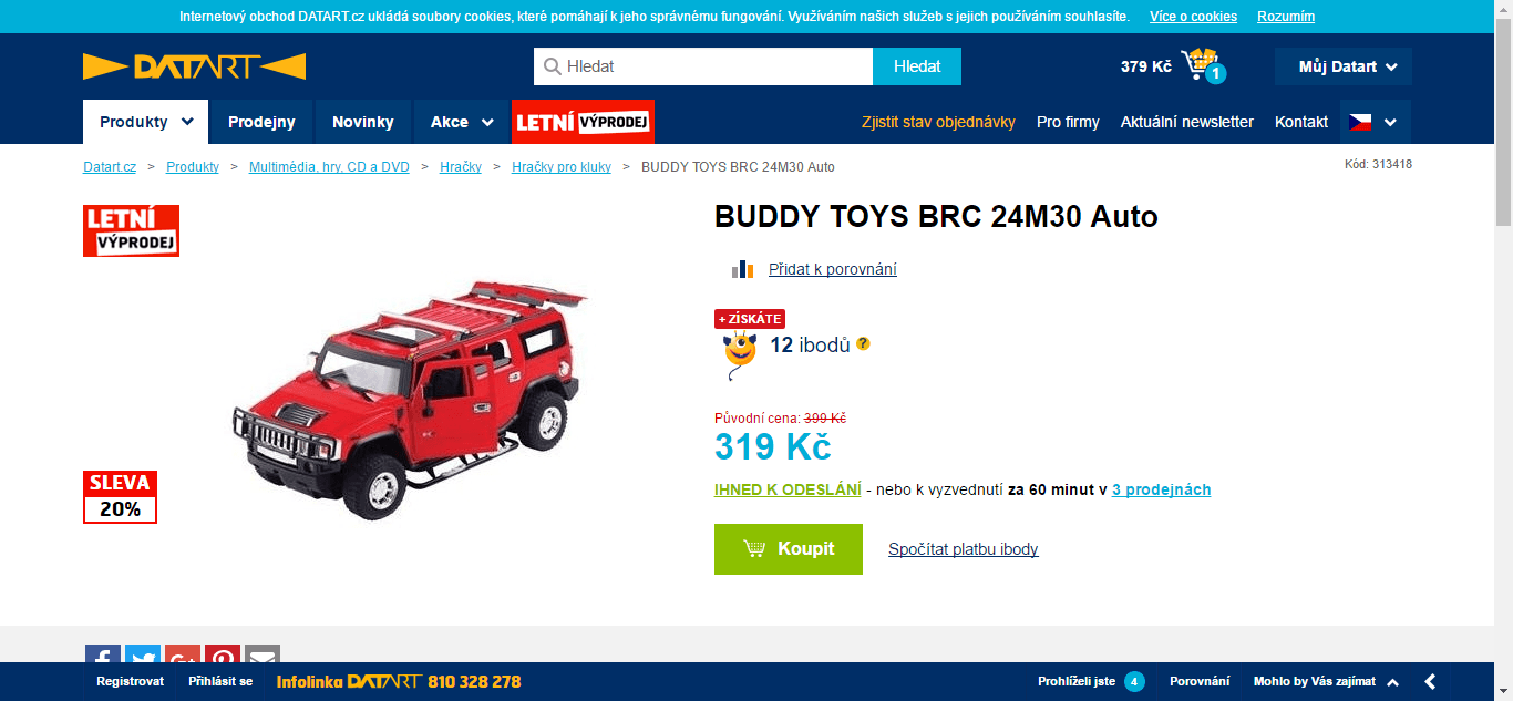 Dálkově ovládané auto Hummer 1:24