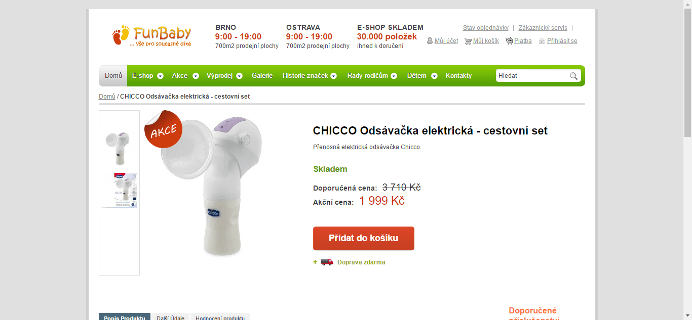 Odsávačka mateřského mléka Chicco