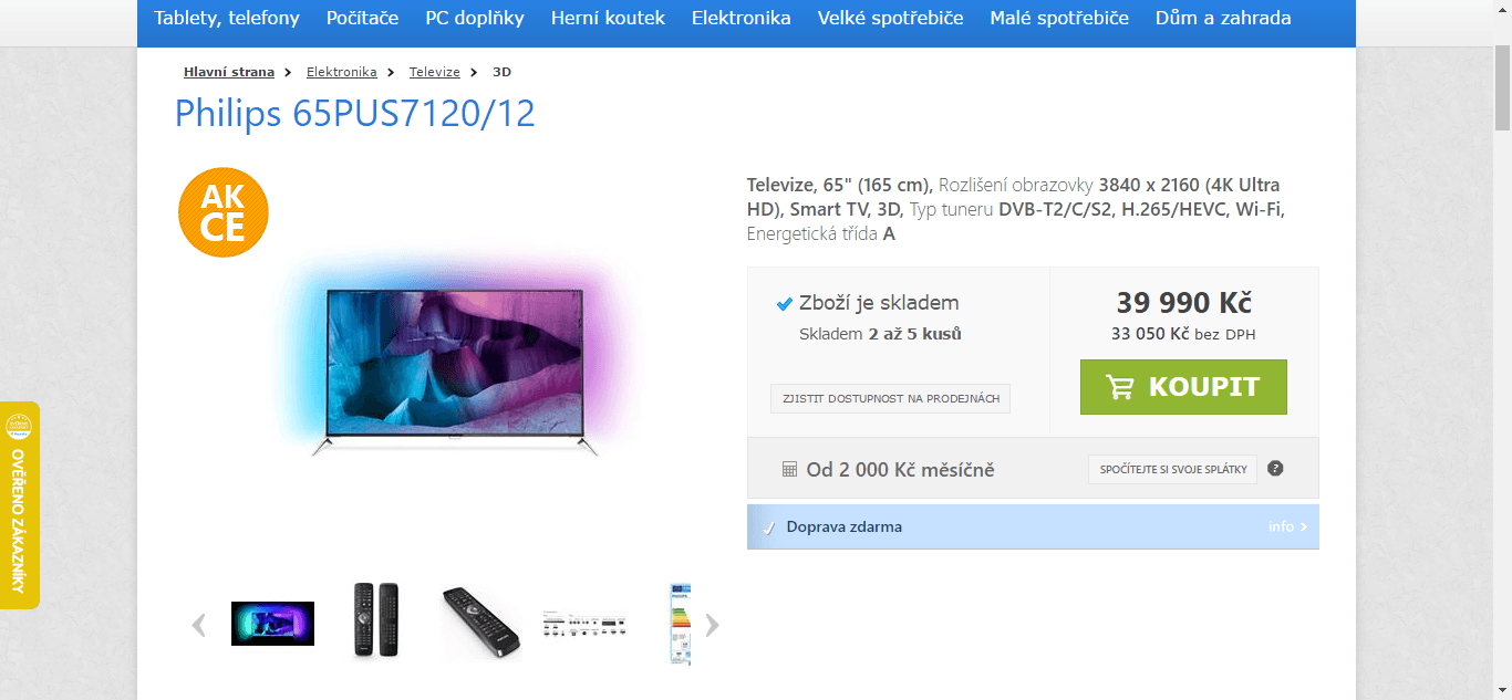 Ultra HD, Smart, 3D, 165 cm, Philips