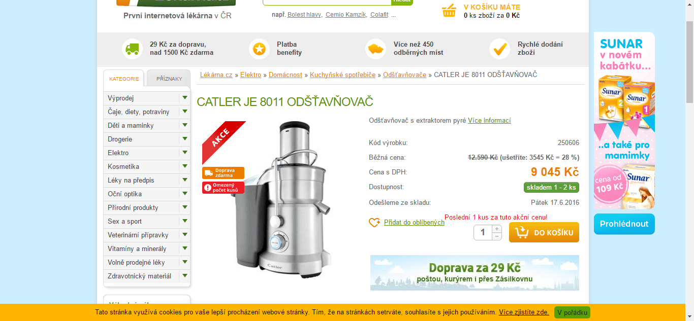 Odšťavnovač Catler JE 8011