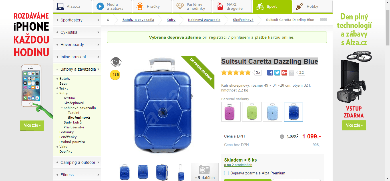 Kabinové zavazadlo SuitSuit - různé barvy