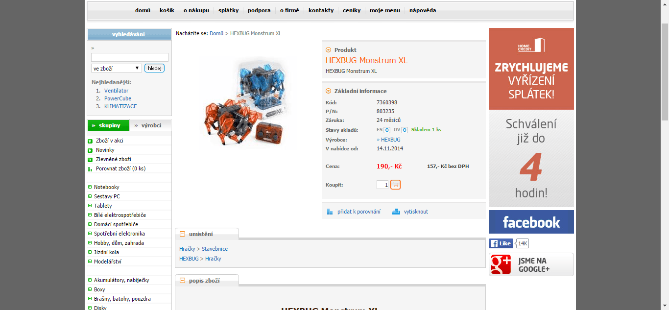 Dálkově řízený robot Hexbug Monstrum XL