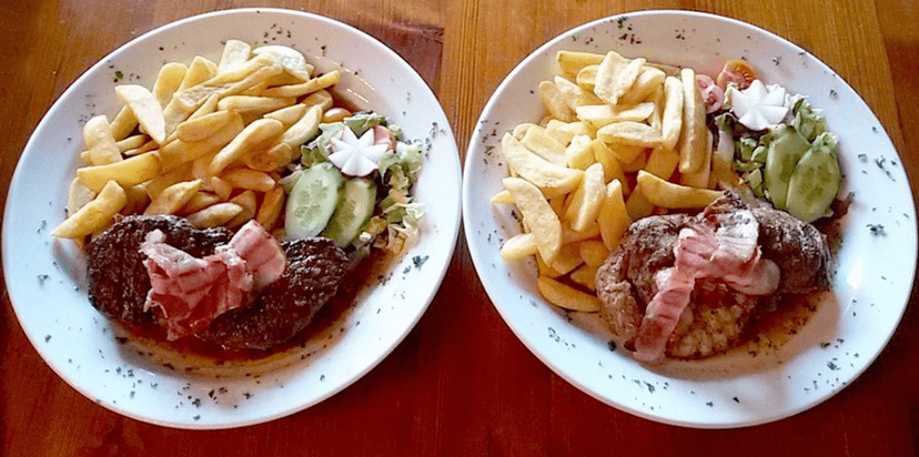 300gramové steaky z hovězího,kuřecího i vepřového 