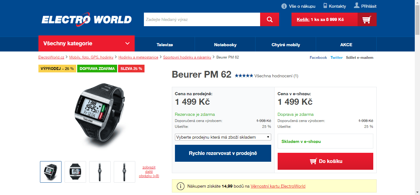 Sportovní hodinky s pulsmetrem Beurer
